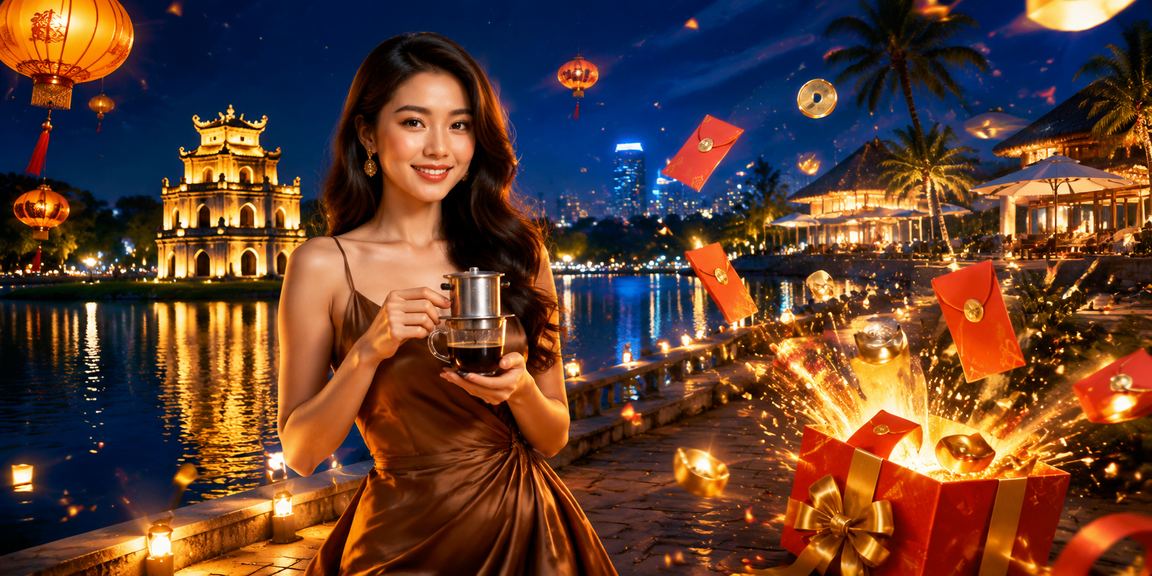 Không gian cà phê Hà Nội với phong bao đỏ và trải nghiệm hỗ trợ tài khoản